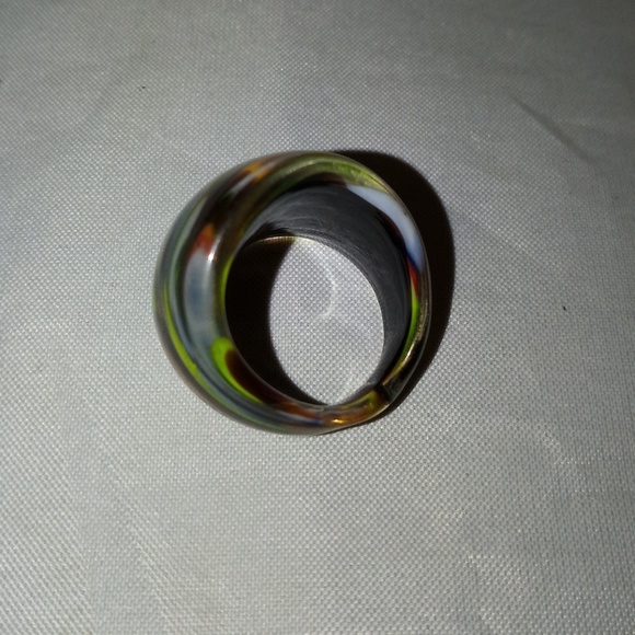 Hand-Blown VTG 90s Italian Glass Retro Chunky Ring - Picture 2 of 5